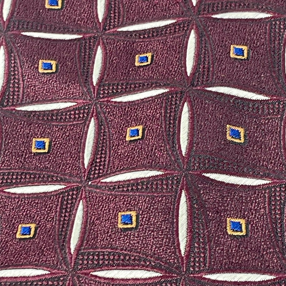 Jos. A Bank Tie Maroon Geometric 100% Silk Men's Necktie Italy - Picture 2 of 4